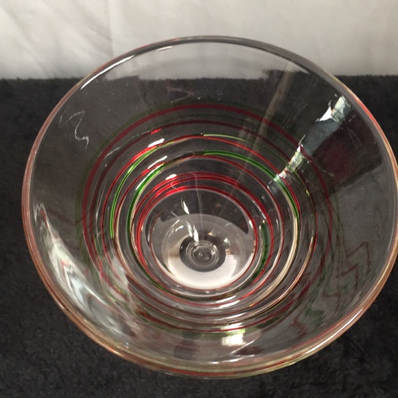 Martini glass drink glass large with red and green multicolored swirl design - Picture 2 of 5